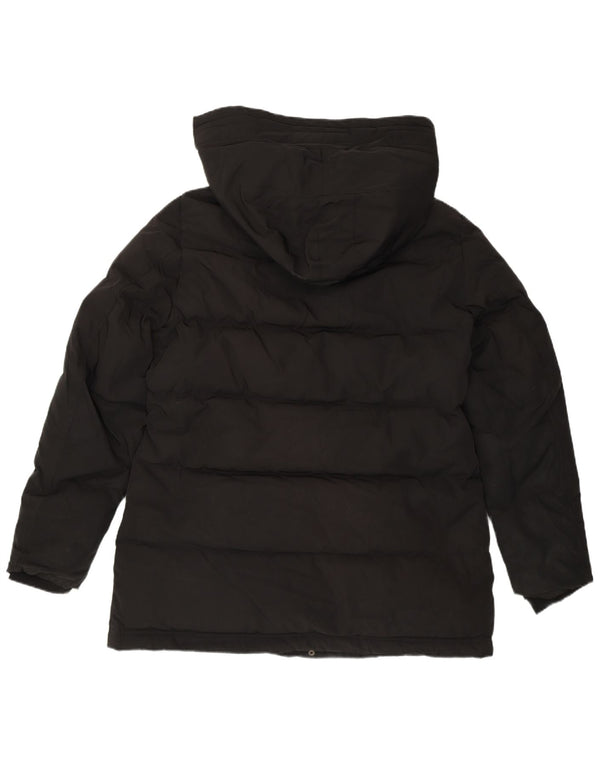 Zara Womens Hooded Padded Jacket UK 14 Large Black Polyester