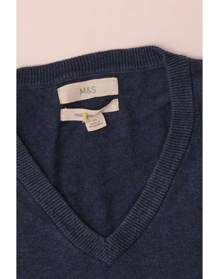 Maglione da uomo con scollo a V Marks & Spencer XL in cotone blu