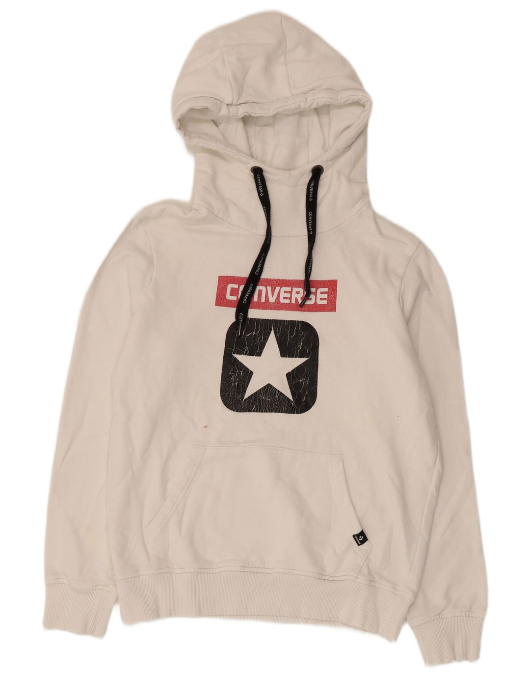 Felpa con cappuccio grafica da donna Converse UK 14 cotone bianco medio