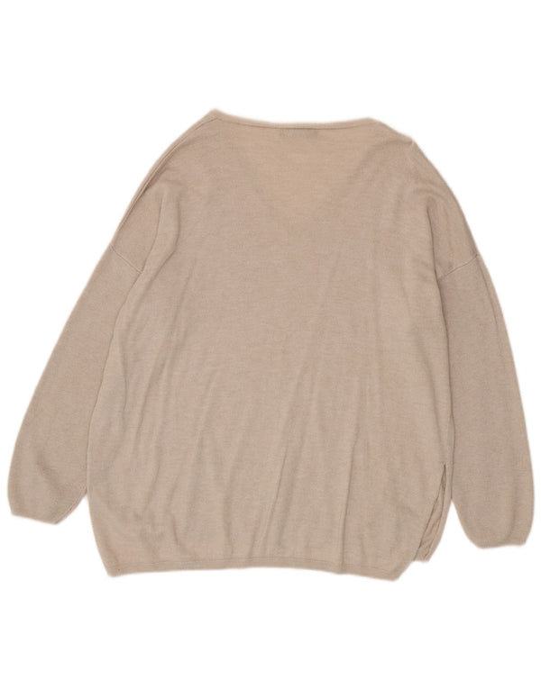 Maglione oversize con scollo a V da donna Marks & Spencer UK 14 Large Beige