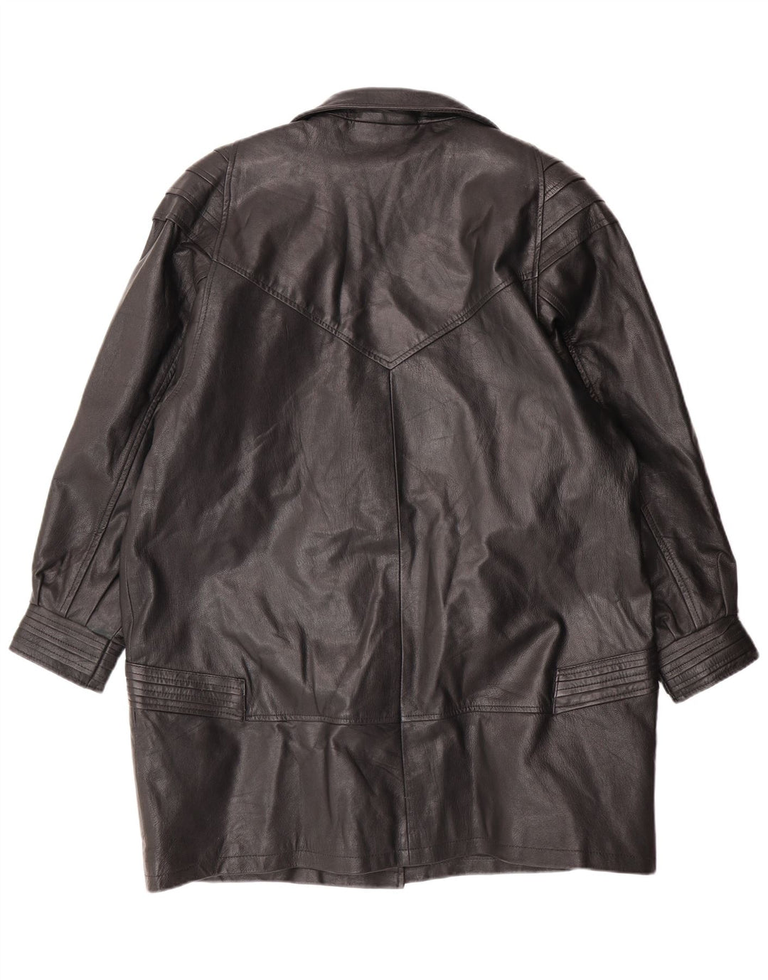 Cappotto in pelle da donna VINTAGE UK 18 XL in pelle nera