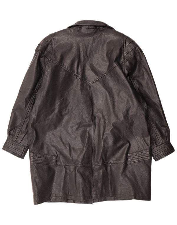 Cappotto in pelle da donna VINTAGE UK 18 XL in pelle nera
