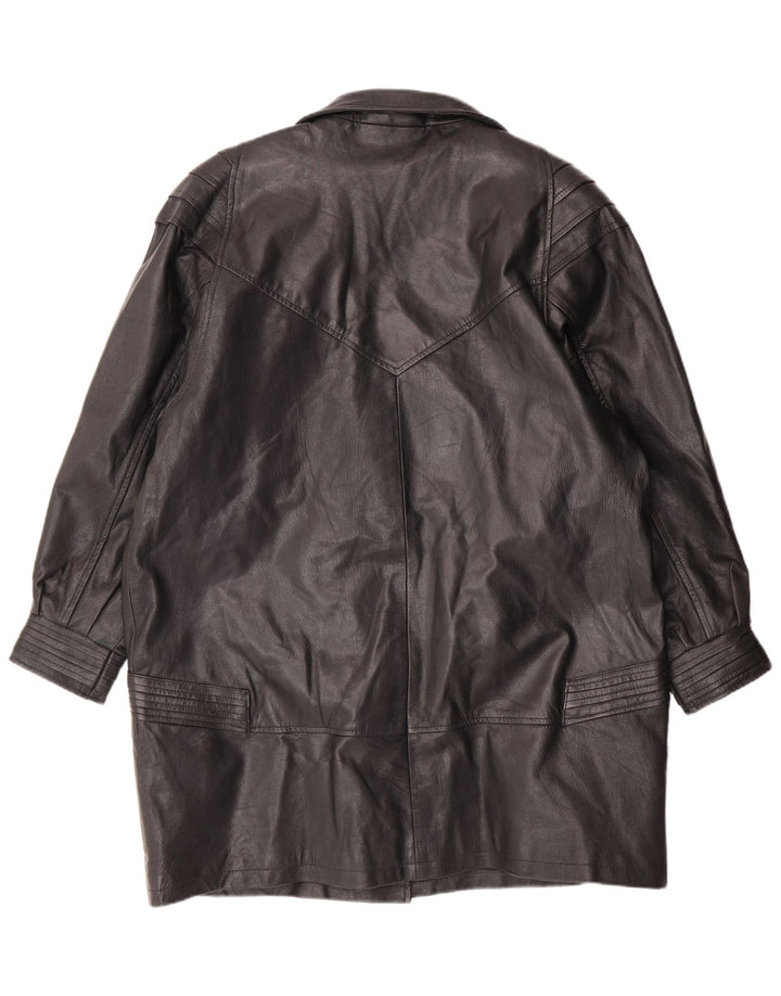 Cappotto in pelle da donna VINTAGE UK 18 XL in pelle nera