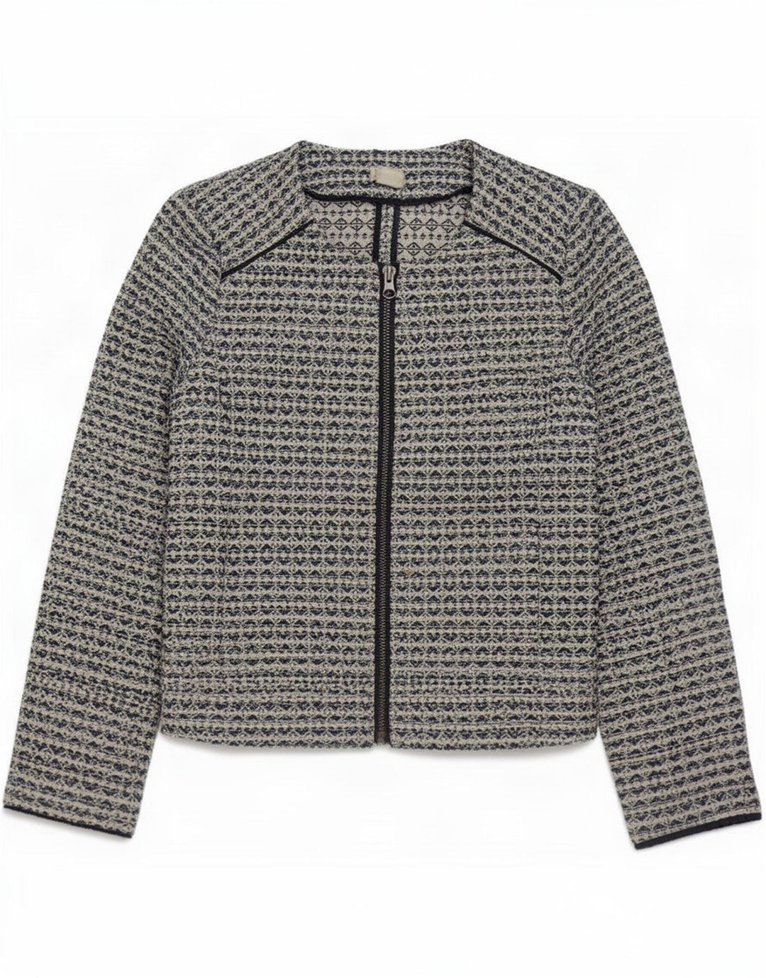 Giacca blazer con zip intera da donna J. Crew UK 6 XS poliestere geometrico grigio