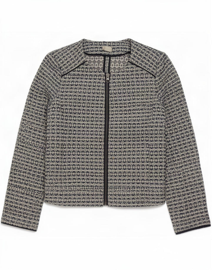 Giacca blazer con zip intera da donna J. Crew UK 6 XS poliestere geometrico grigio