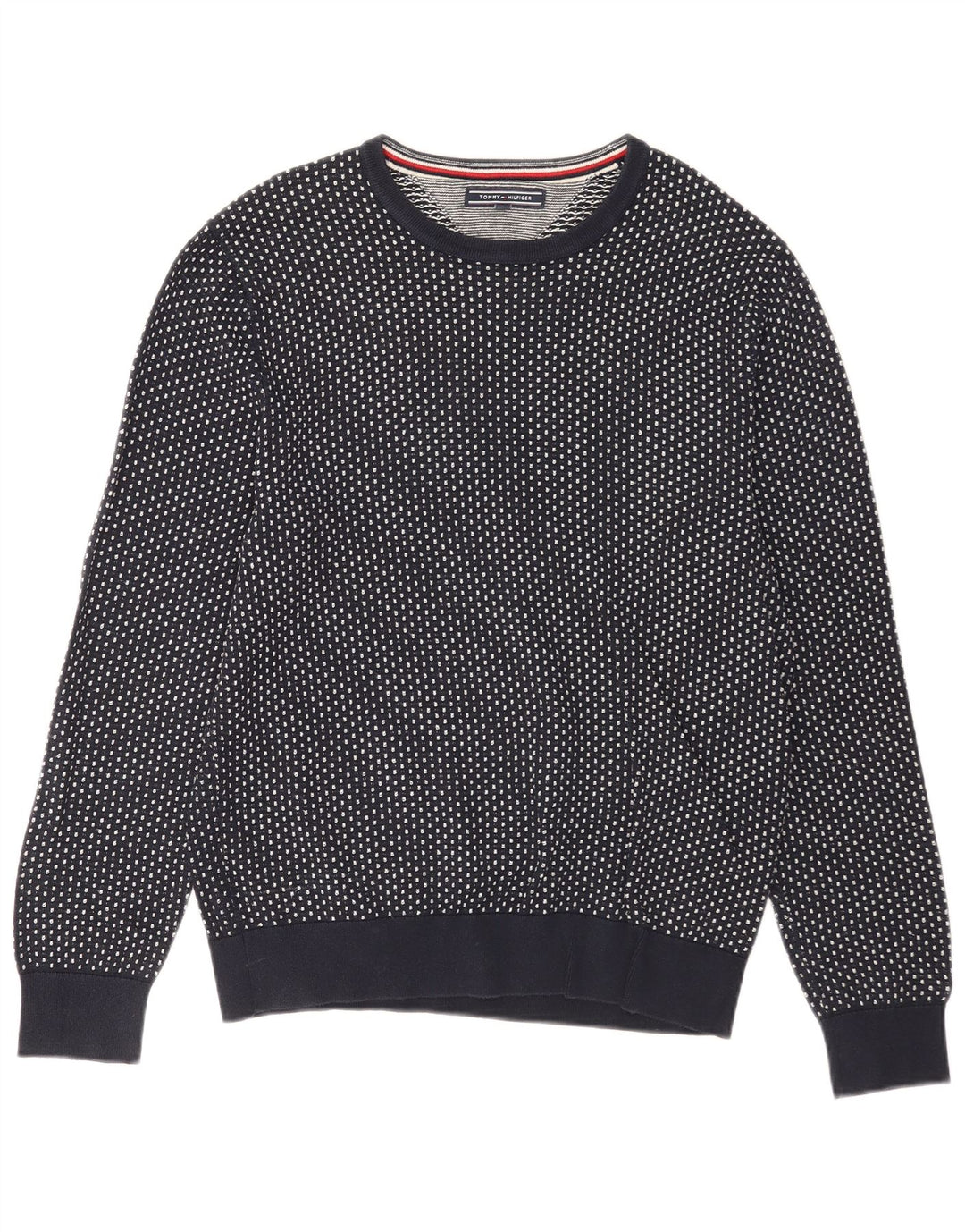 Maglione maglione girocollo da uomo Tommy Hilfiger medio blu navy maculato