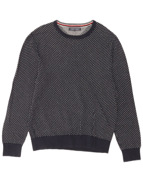 Maglione maglione girocollo da uomo Tommy Hilfiger medio blu navy maculato