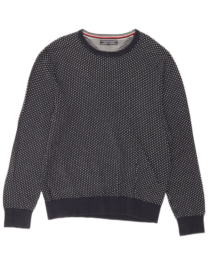 Maglione maglione girocollo da uomo Tommy Hilfiger medio blu navy maculato