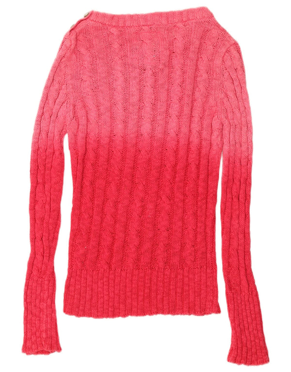Maglione maglione girocollo da donna Superdry UK 6 XS cotone color block rosa