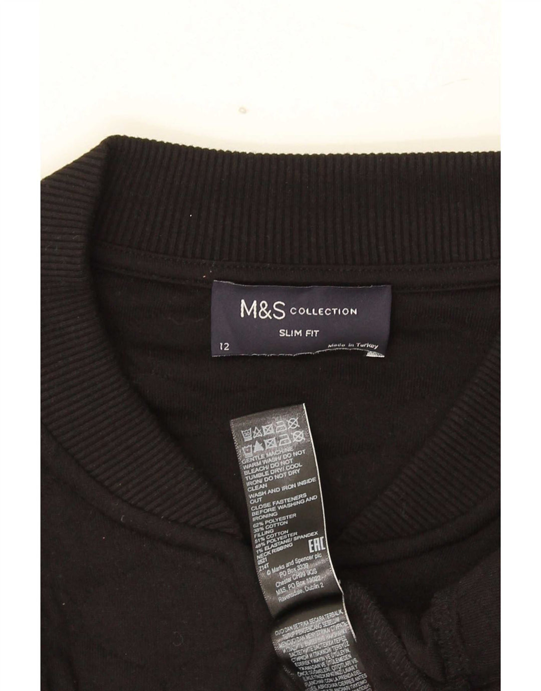 Giacca trapuntata slim fit da donna Marks & Spencer UK 12 cotone nero medio