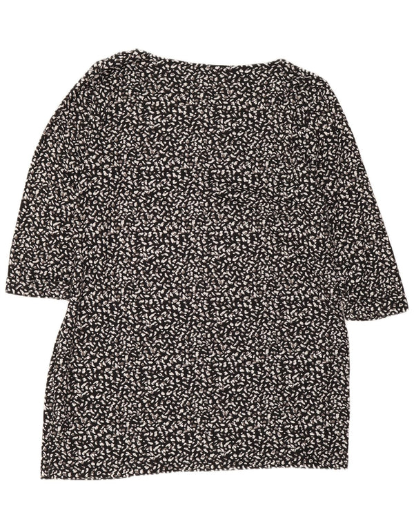 Top tunica manica 3/4 da donna Marks & Spencer UK 18 XL stampa animalier nera