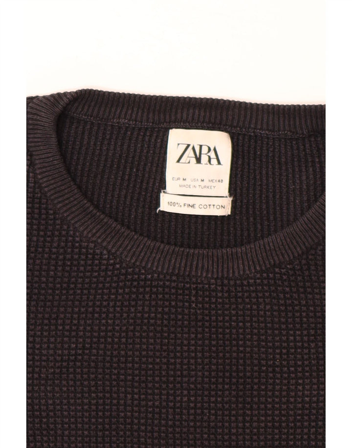 Maglione ZARA da uomo girocollo in cotone nero medio