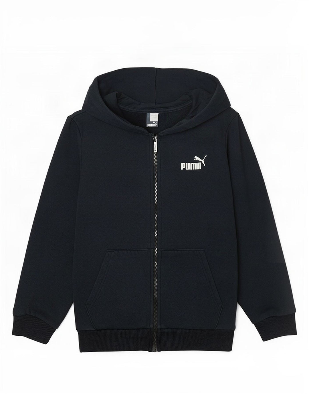 Felpa con cappuccio e zip da uomo Puma Small in cotone blu navy