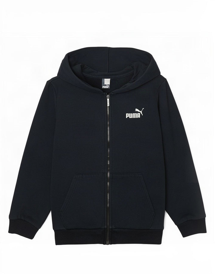 Felpa con cappuccio e zip da uomo Puma Small in cotone blu navy
