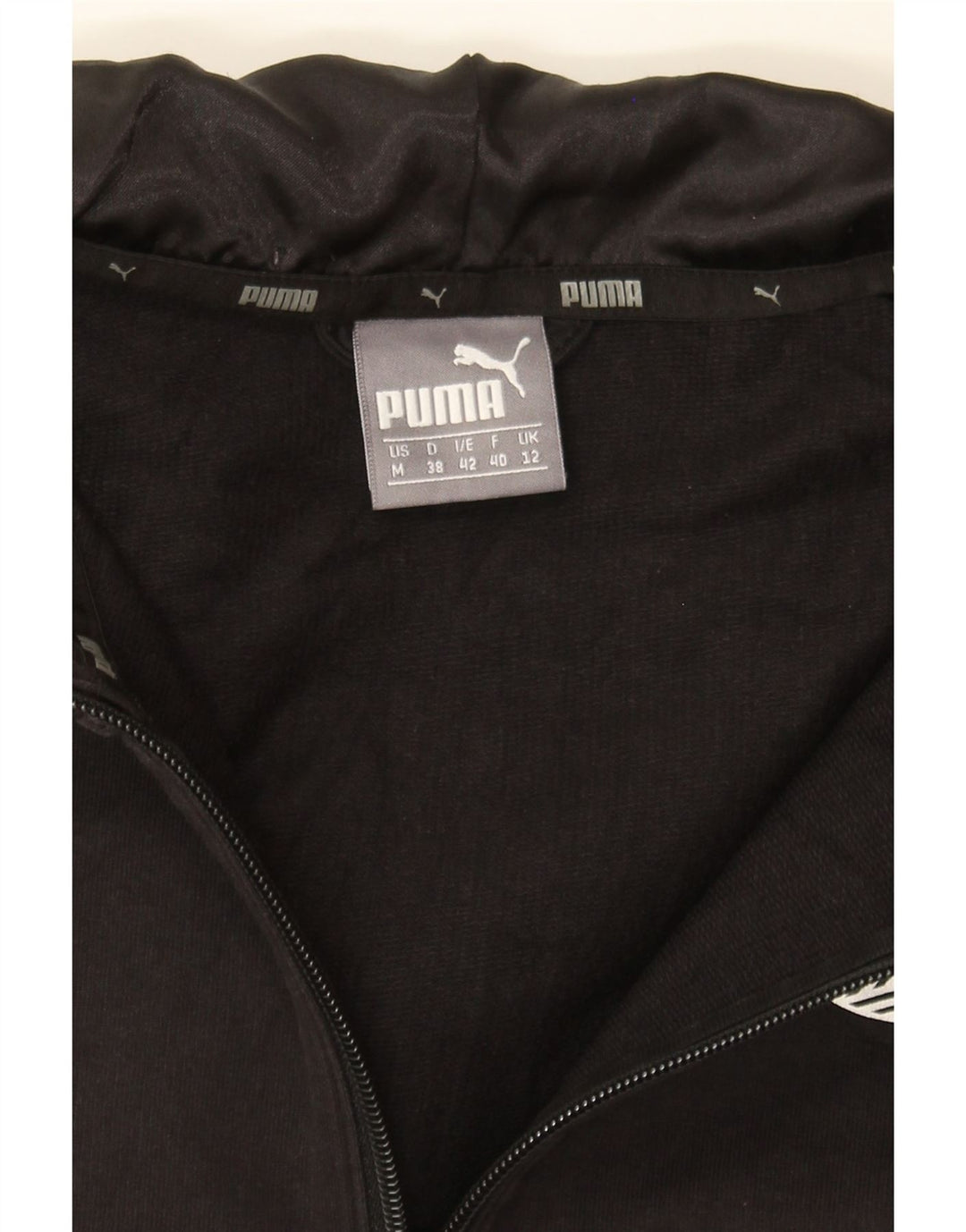 PUMA Womens Zip Hoodie Sweater UK 12 Medium Black Cotton Vintage Puma and Second-Hand Puma from Messina Hembry 