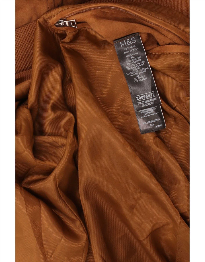 Giubbotto bomber in pelle scamosciata da uomo Marks & Spencer UK 46 3XL Pelle marrone