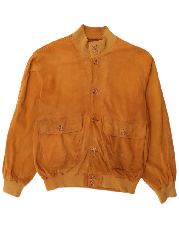 Luca D'altieri Giubbotto Bomber da Uomo in Pelle Scamosciata IT 50 Large in Pelle Beige