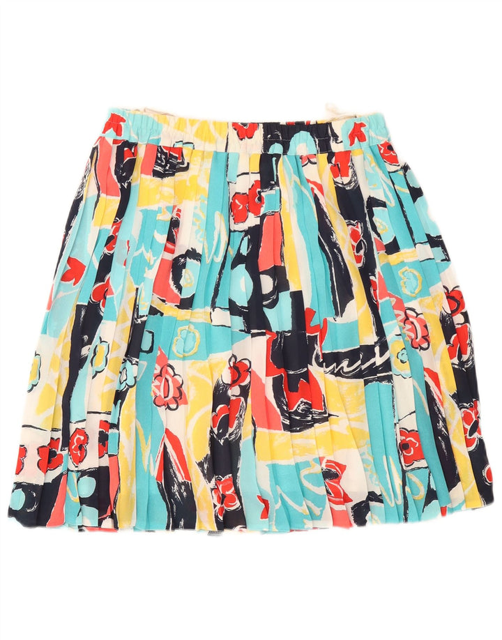 Gonna a pieghe vintage da donna con motivo astratto a coltello UK 14 media W32 Multic