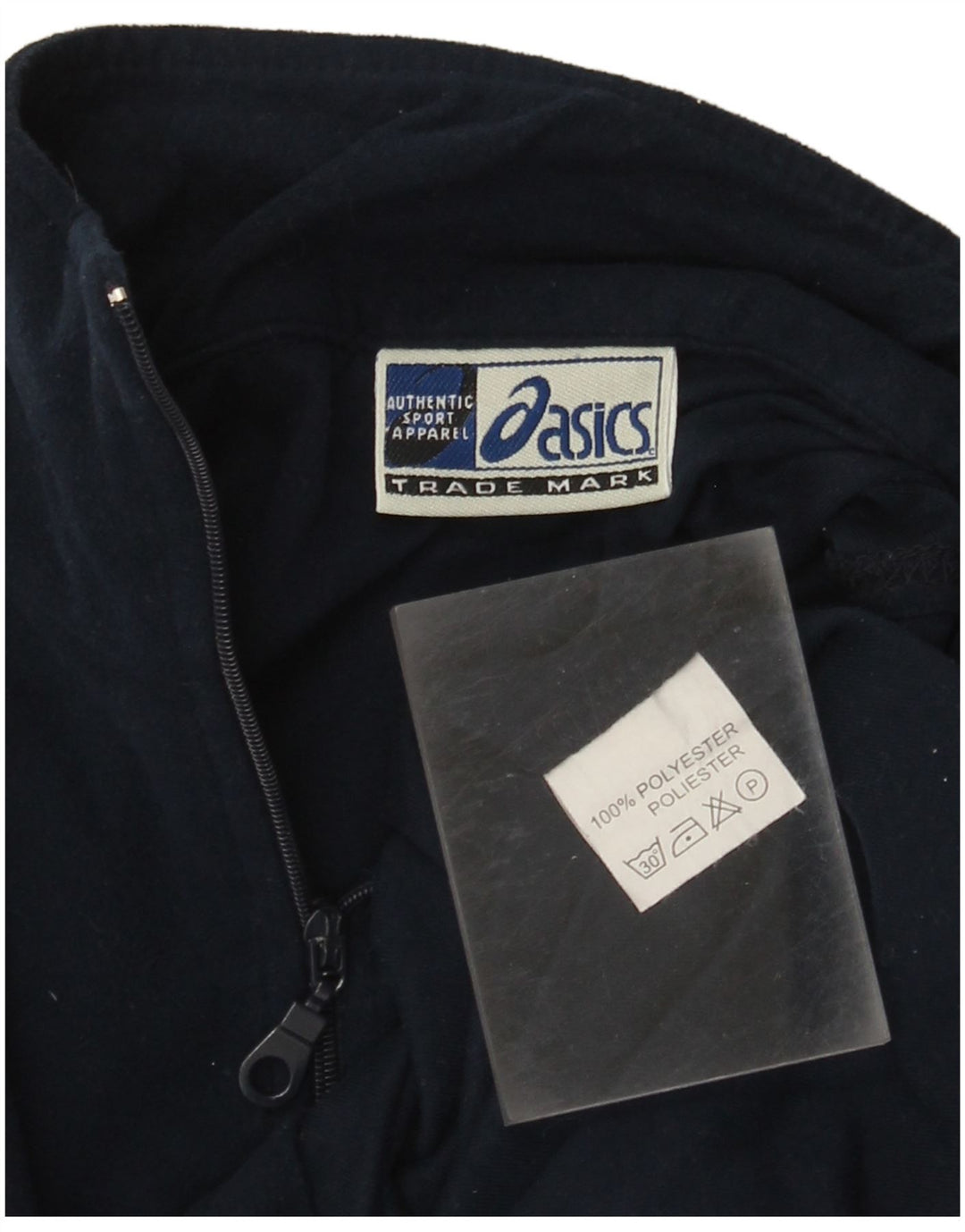 Asics - Tuta da uomo pullover con zip e collo, piccola, in poliestere blu navy