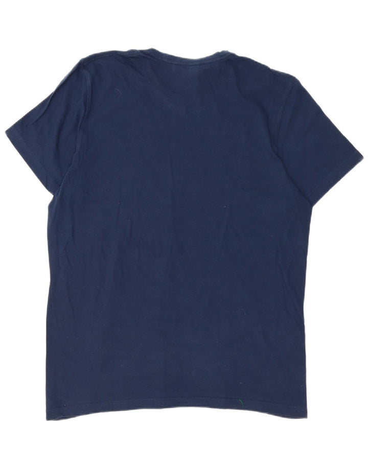 T-shirt grafica da uomo ADIDAS Top grande in cotone blu navy
