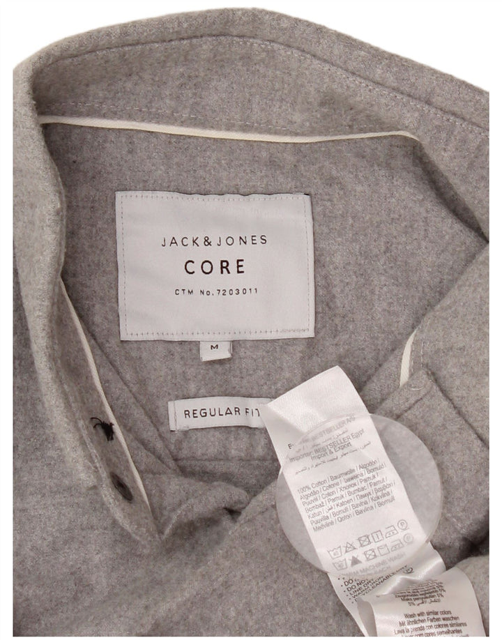 JACK & JONES Camicia da uomo in flanella vestibilità regolare in cotone grigio medio