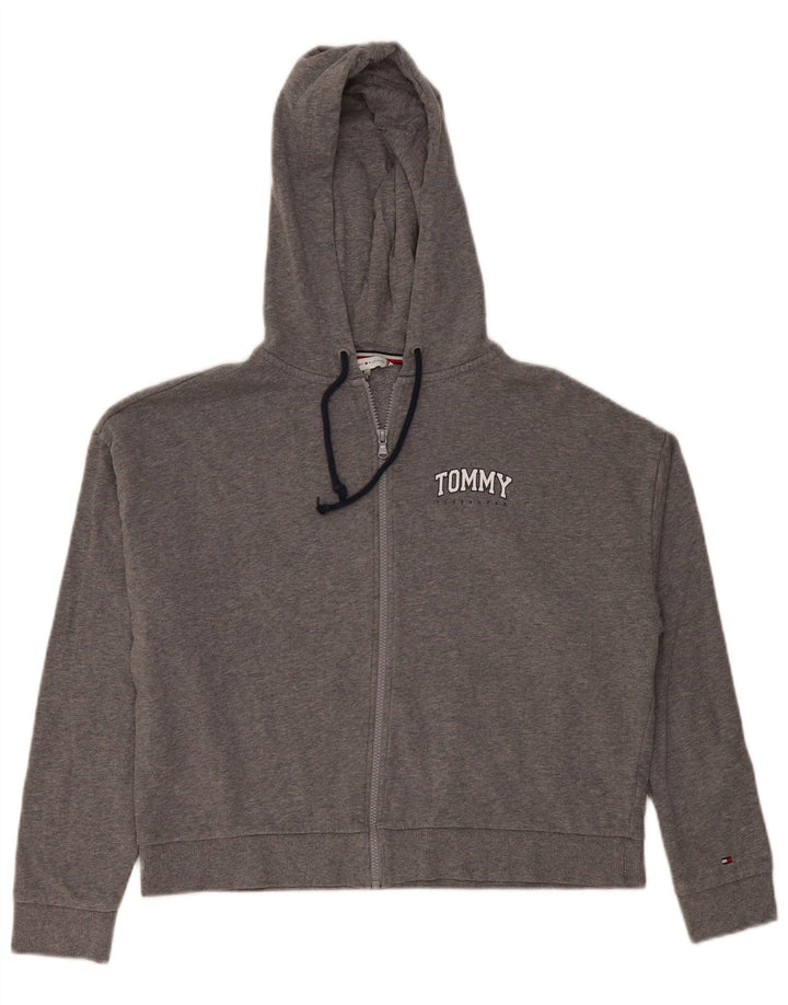 Maglione con cappuccio e zip oversize da donna Tommy Hilfiger UK 14 Cotone grigio medio