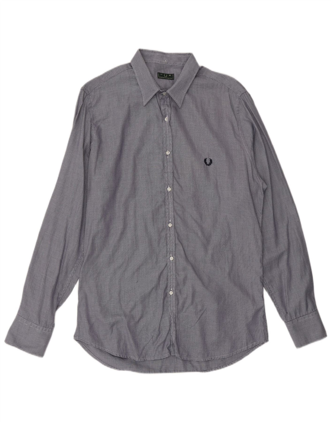 FRED PERRY Camicia Uomo Cotone Gessato Blu Medio