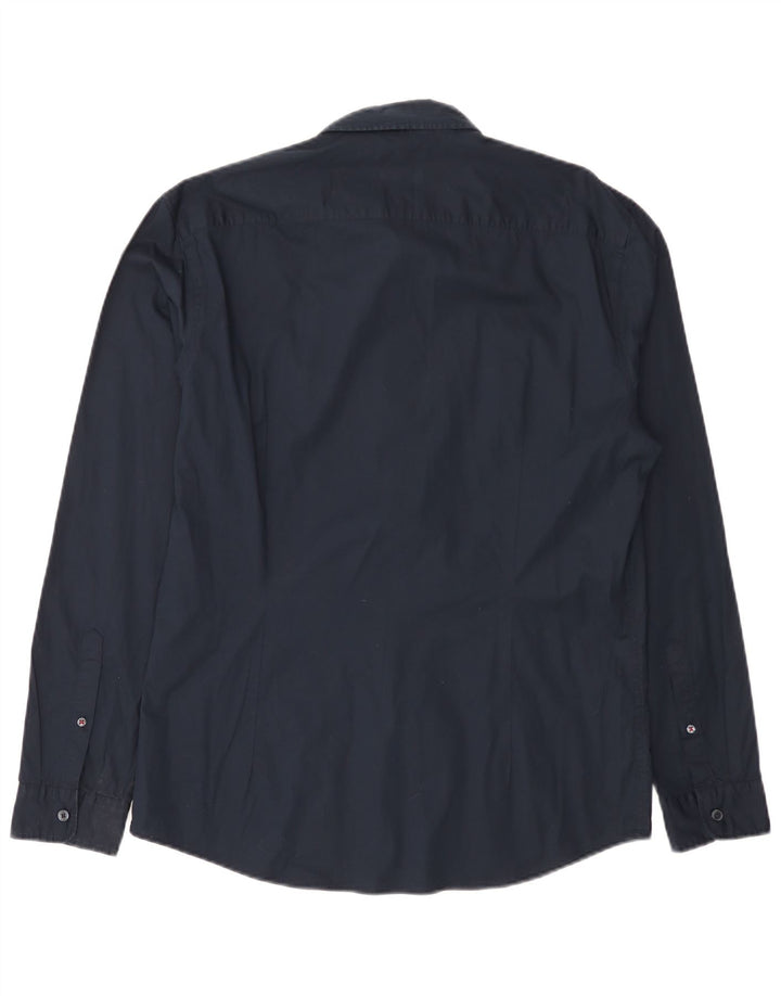 Camicia slim fit da uomo Esprit grande in cotone blu navy