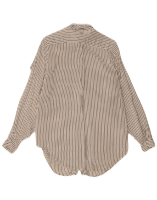 Camicia alta da donna Benetton UK 10 piccola in viscosa a righe bianche