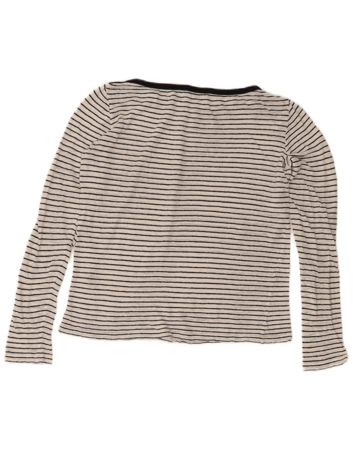 Massimo Dutti Top da donna a maniche lunghe UK 10 Small White Striped Nautical