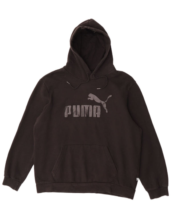 Felpa con cappuccio grafica da uomo Puma Large in cotone nero
