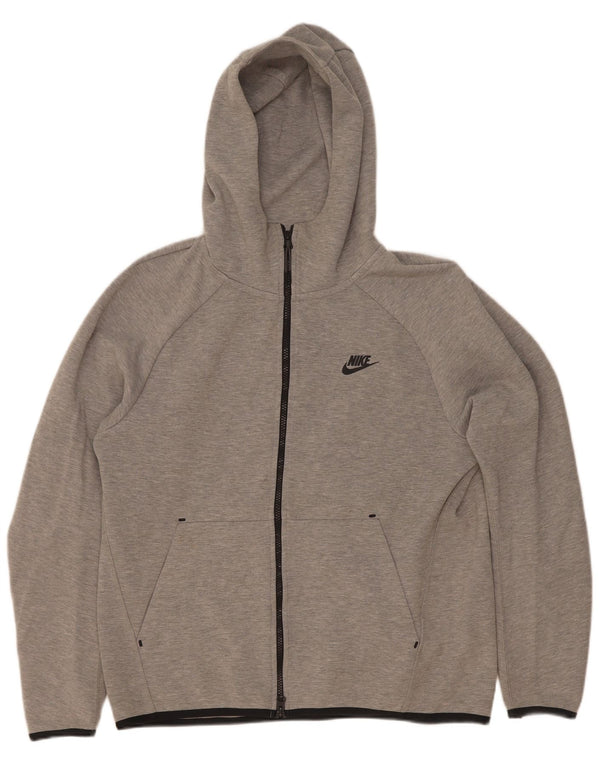 Felpa con cappuccio e zip Nike da uomo in cotone screziato grigio medio