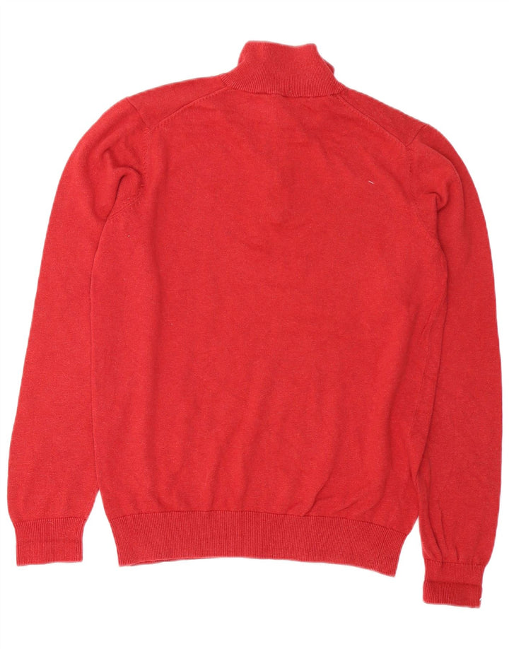 Crew Clothing Maglione da uomo con zip e collo in cotone rosso medio