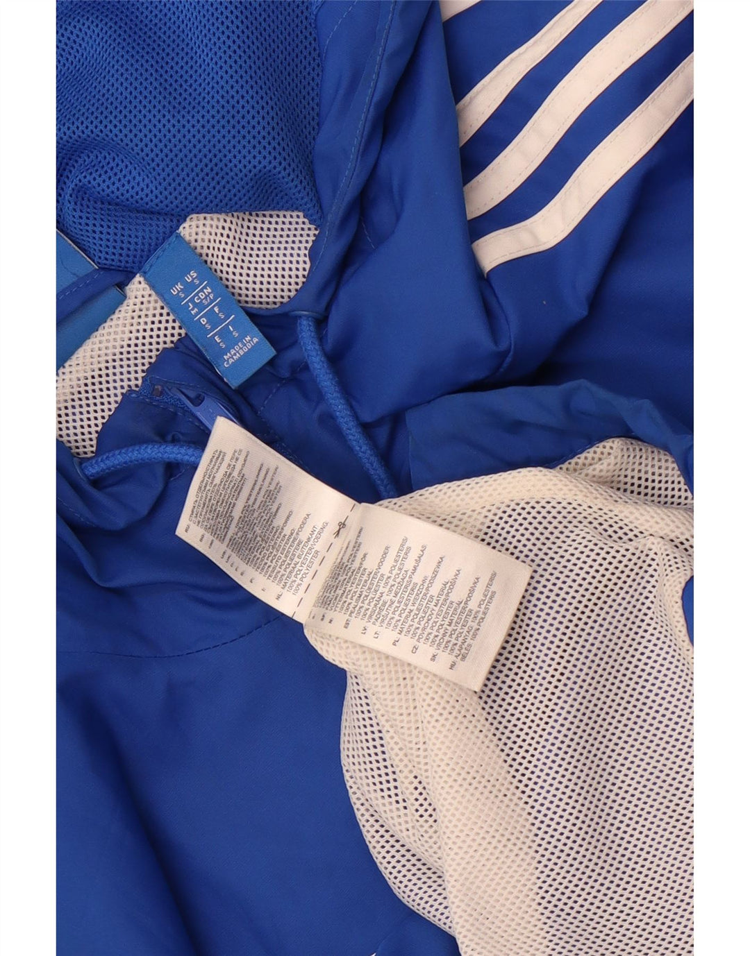 Giacca da ginnastica da uomo con cappuccio Adidas, piccola, in poliestere color block blu