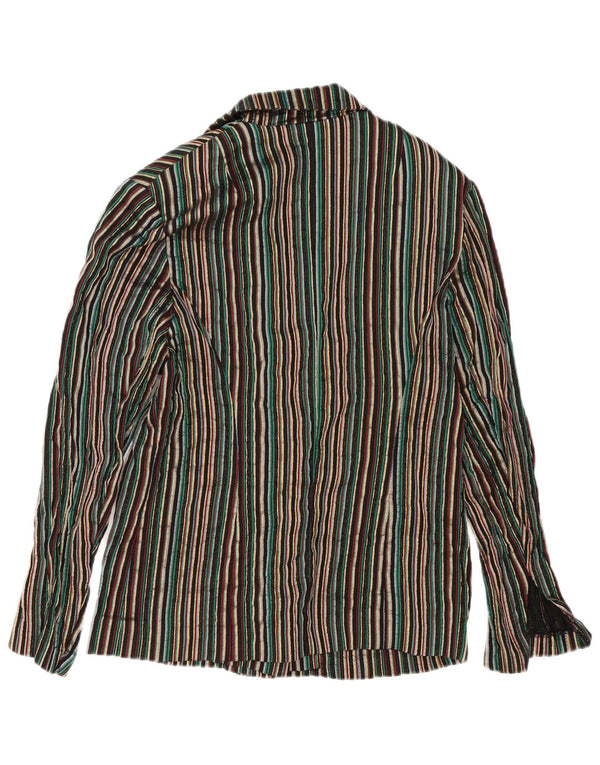Giacca blazer vintage da donna a 5 bottoni UK 12 a righe multicolori medie