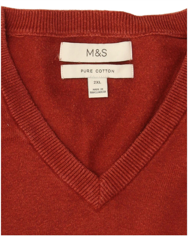 Maglione da uomo con scollo a V Marks & Spencer 2XL cotone marrone