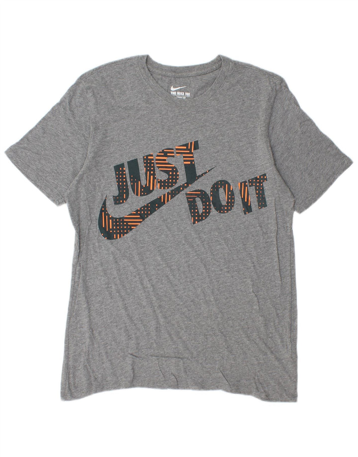 T-shirt grafica Nike da uomo con taglio atletico, top in cotone chiazzato grigio medio