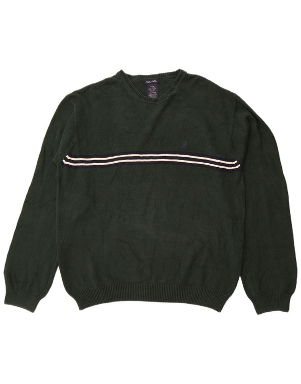Maglione maglione girocollo da uomo NAUTICA 2XL cotone a righe verdi