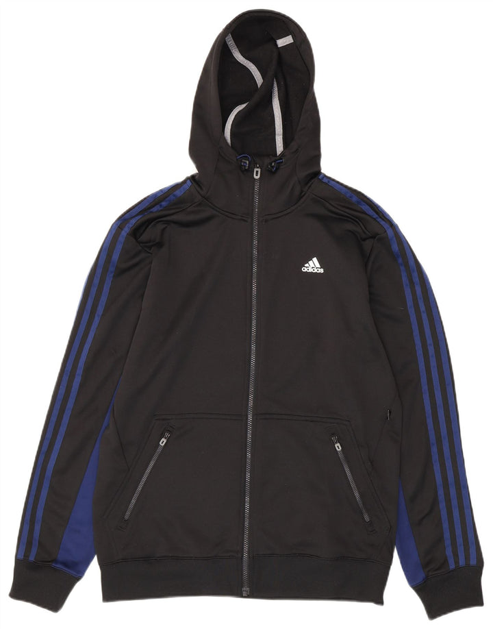 Maglione con cappuccio e zip ADIDAS Climalite da uomo, colore nero medio
