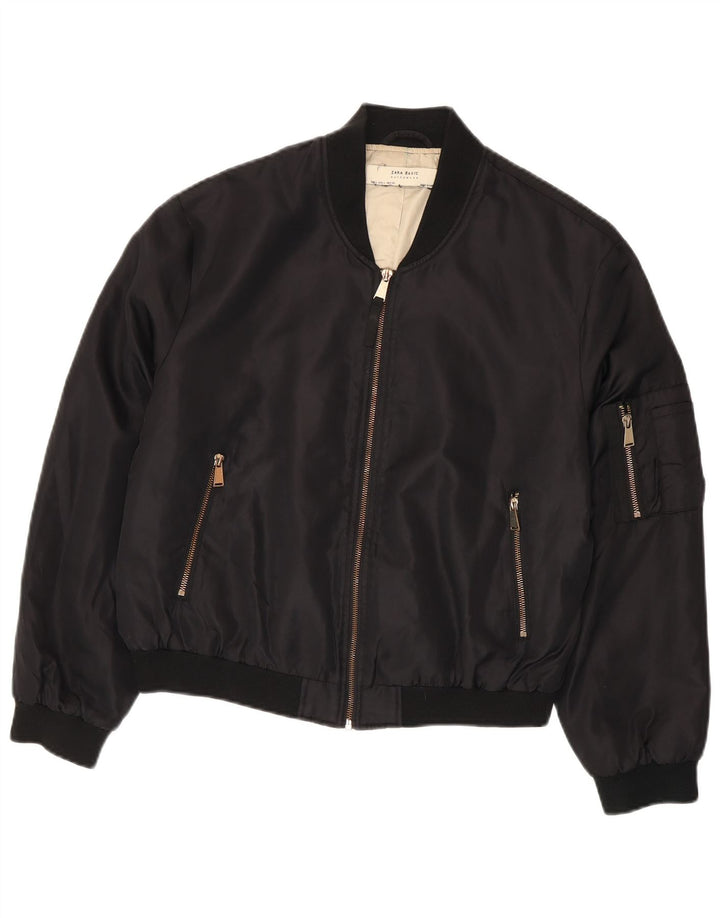 Giubbotto bomber oversize corto da donna Zara UK 16 grande nero in poliammide