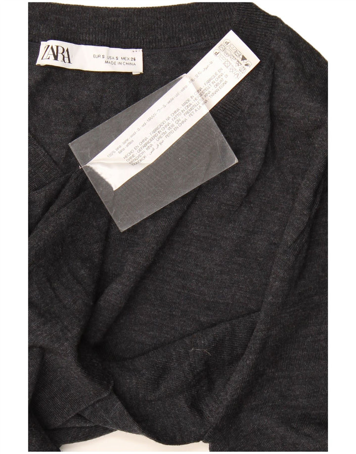 Maglione Zara da donna con scollo a V UK 10 piccolo in lana blu navy