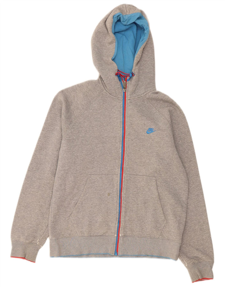 Felpa con cappuccio e zip Nike da uomo in cotone grigio medio