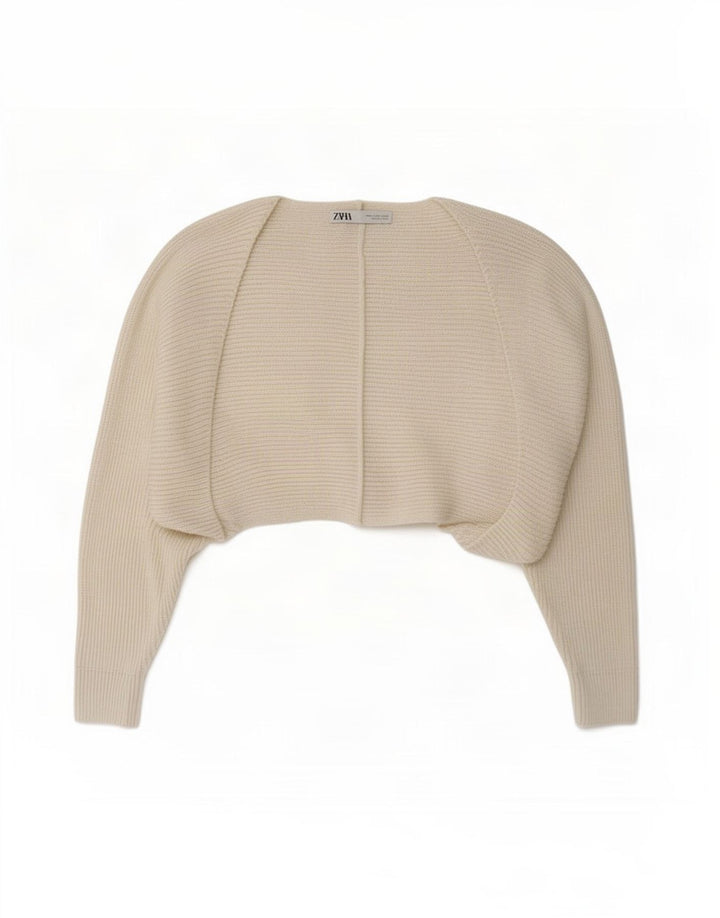 Maglione Bolero oversize da donna Zara UK 10 piccolo poliestere bianco sporco