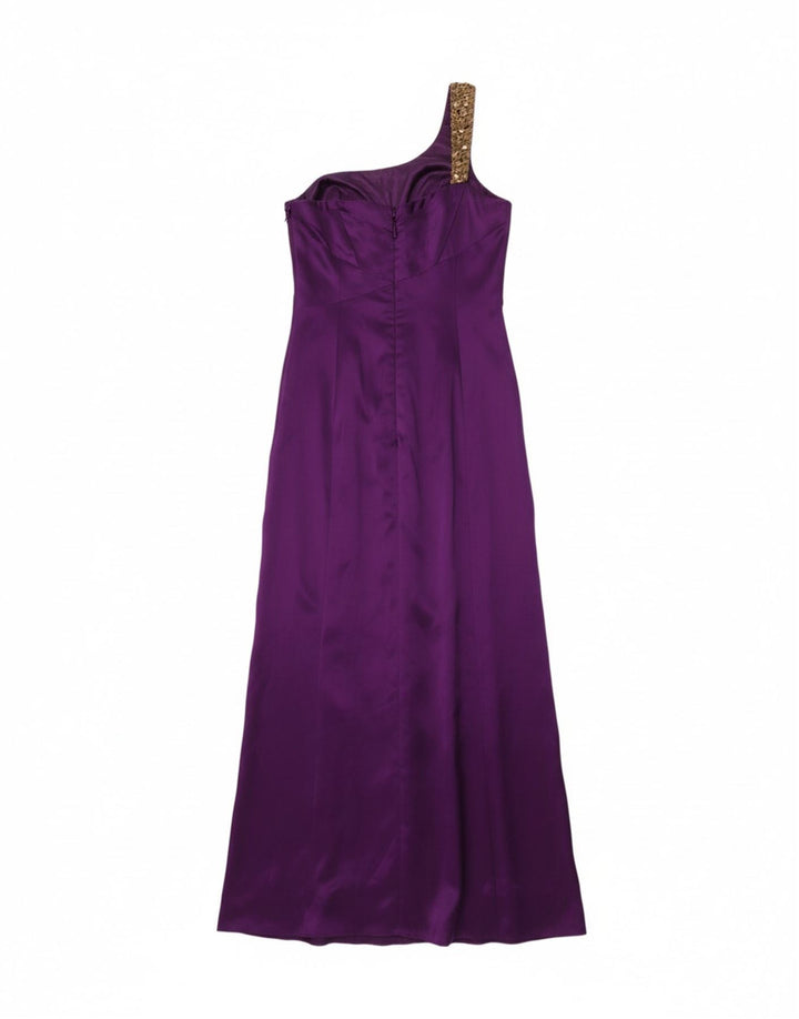 MONSOON Womens One Shoulder Dress UK 10 Small  Purple Silk