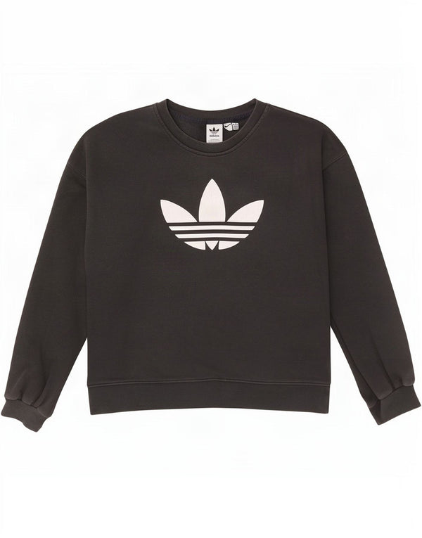 Felpa oversize con grafica da donna Adidas, maglione UK 16, grande cotone nero