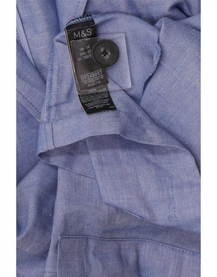 Giacca blazer a 2 bottoni Marks & Spencer da donna UK 14 grande lino blu