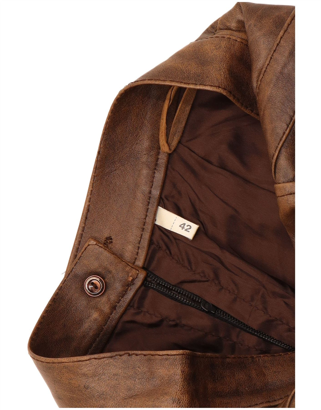 Gonna in pelle vintage da donna IT 42 media W26 marrone