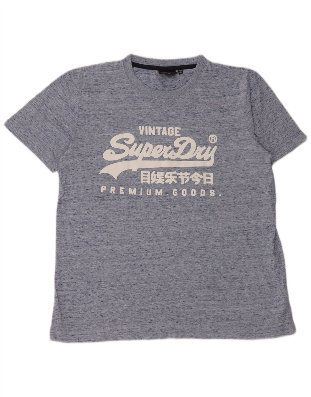 SUPERDRY Womens Oversized Graphic T-Shirt Top UK 10 Small Blue Flecked