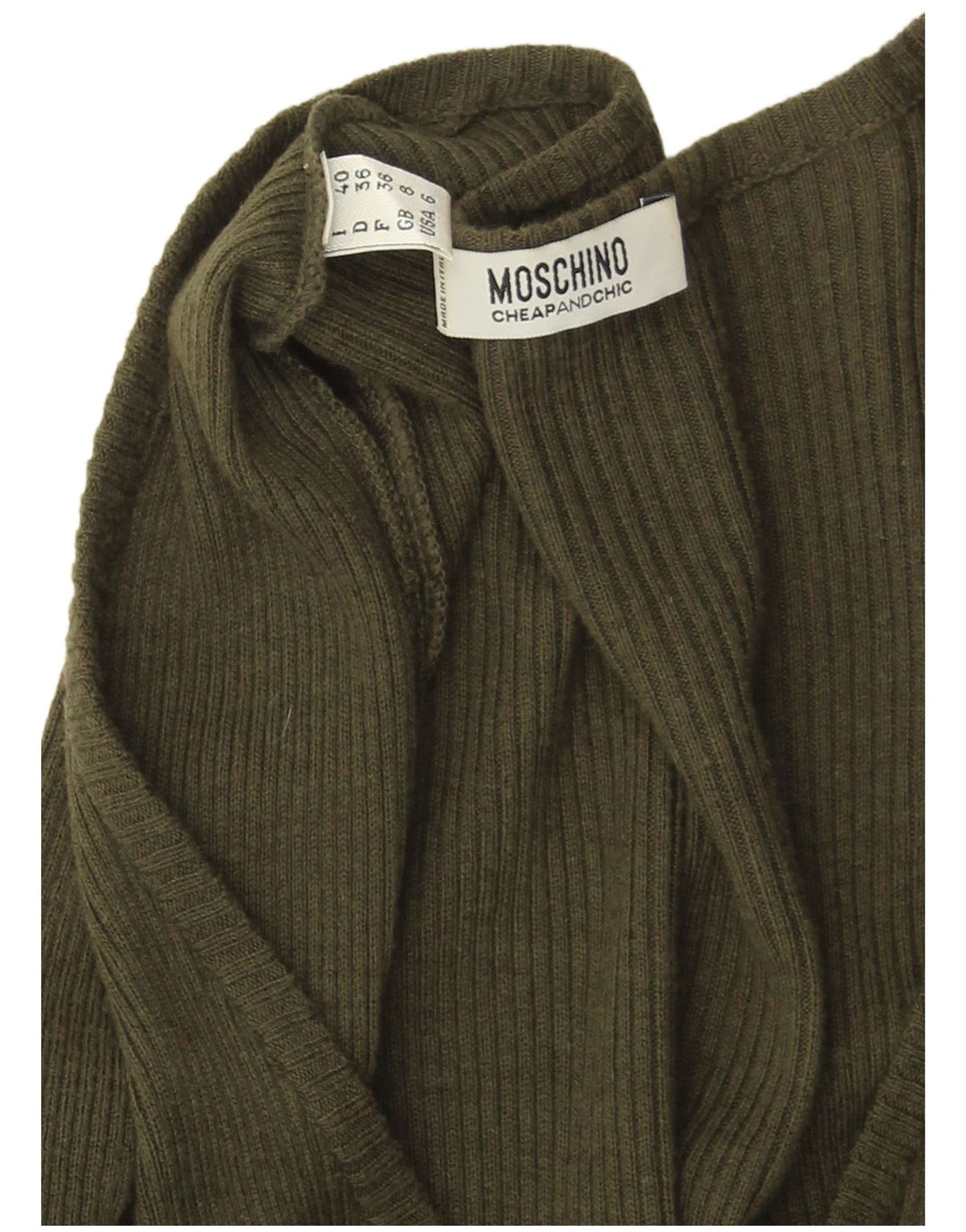 MOSCHINO Abito maglione economico e chic da donna UK 8 Small Khaki