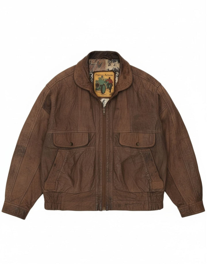 Giacca in pelle da uomo Pierce Arrow IT 56 3XL Pelle marrone
